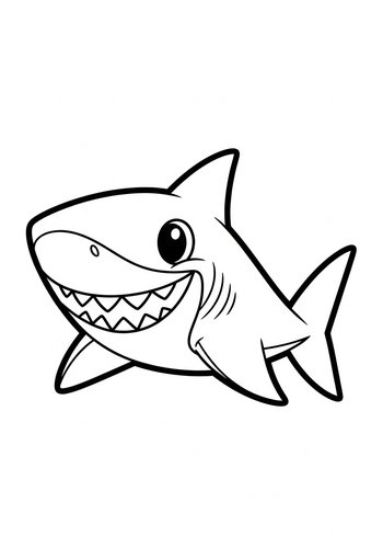 Cute Cartoon Shark Coloring Page