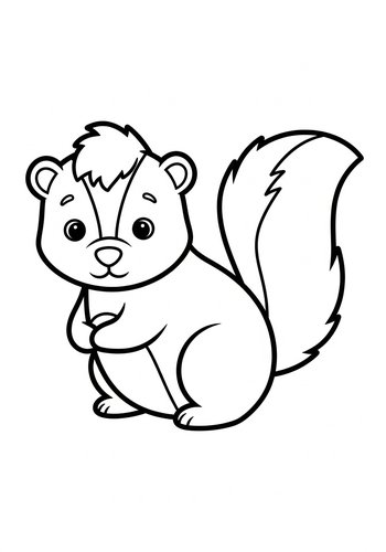 Cute Cartoon Skunk Coloring Page For Kids