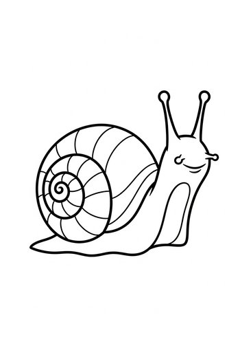 Cute Cartoon Snail Coloring Page