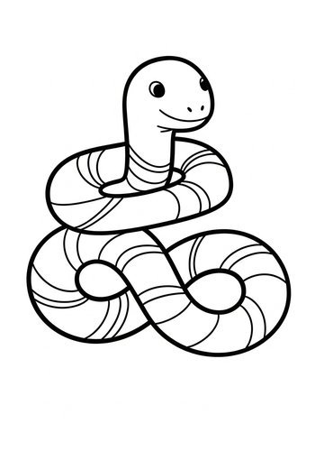 Cute Cartoon Snake Coloring Page