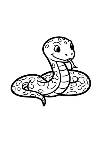 Cute Cartoon Snake Coloring Page