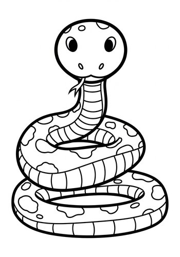 Cute Cartoon Snake Coloring Page