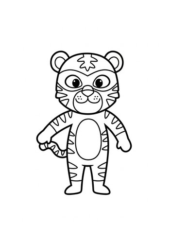 Cute Cartoon Tiger Coloring Page