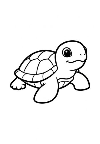 Cute Cartoon Turtle Coloring Page