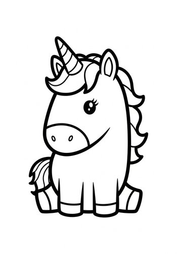Coloring Page: Cute Cartoon Unicorn Coloring Page