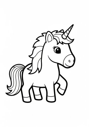 Cute Cartoon Unicorn Coloring Page