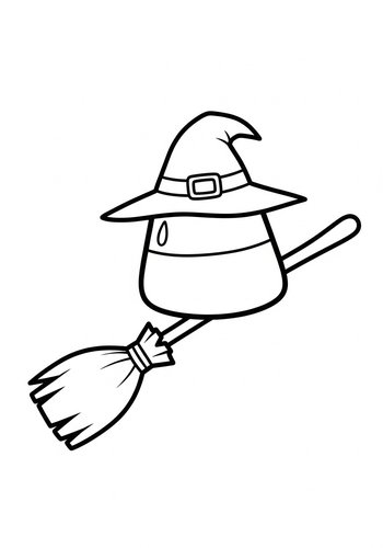 Cute Cartoon Witch Coloring Page