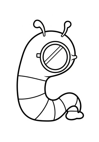 Cute Cartoon Worm Coloring Page