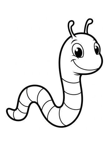 Cute Cartoon Worm Coloring Page