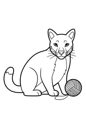 Cute Cat Coloring Page For Kids