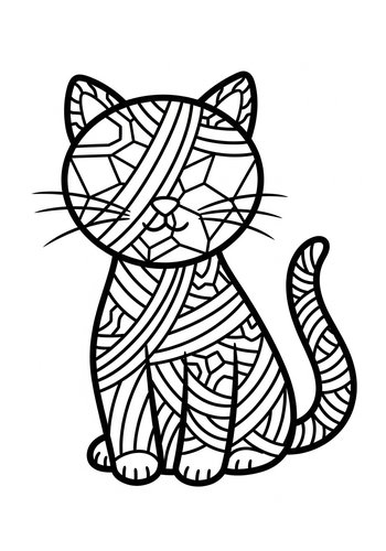 Cute Cat Coloring Page For Kids