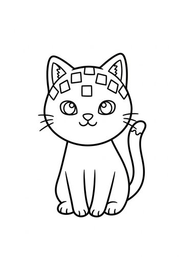 Cute Cat Coloring Page For Kids