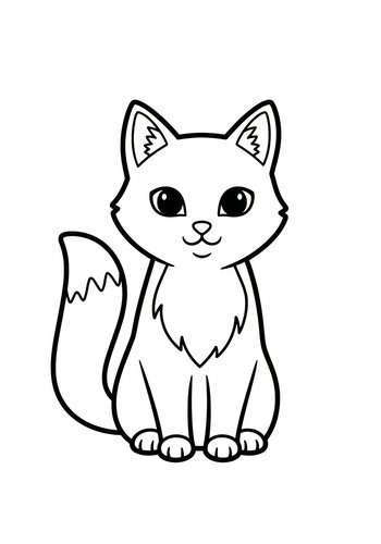 Cute Cat Coloring Page For Kids