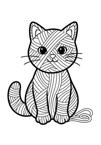 Cute Cat Coloring Page For Kids & Adults