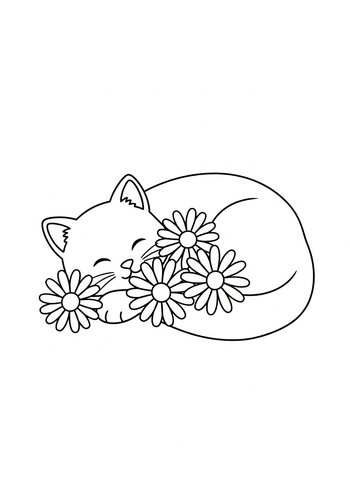 Cute Cat Nap Coloring Page