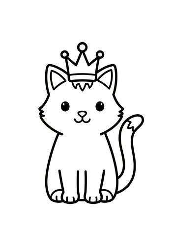 Cute Cat Princess Coloring Page For Kids