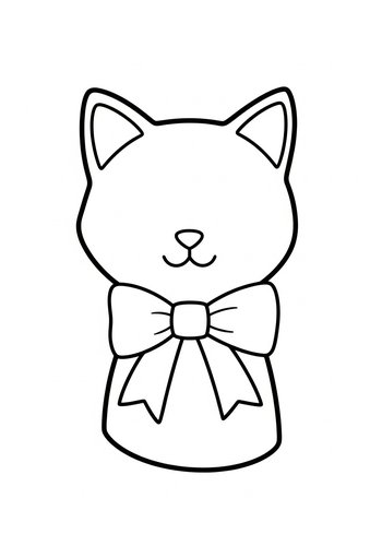 Cute Cat With Bow Tie Coloring Page