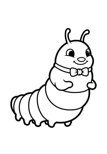 Cute Caterpillar Coloring Page: Bowtie Buddy