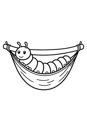 Cute Caterpillar In Hammock Coloring Page