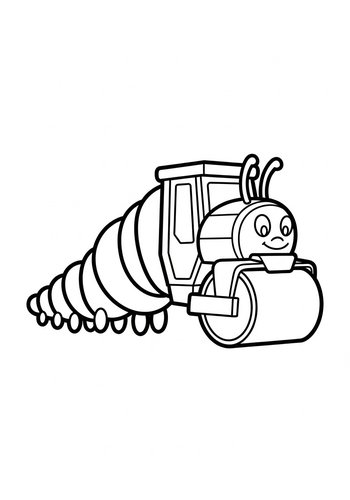Cute Caterpillar Road Roller Coloring Page