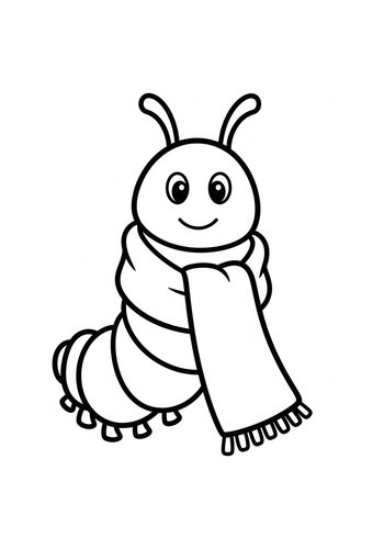 Cute Caterpillar With Scarf Coloring Page