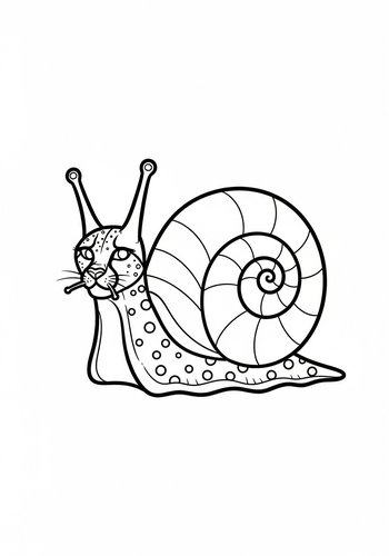 Cute Cat-snail Coloring Page
