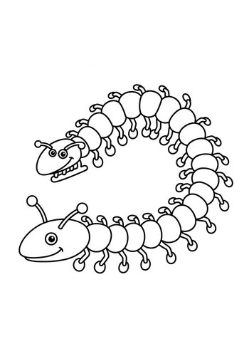 Cute Centipede Coloring Page For Kids