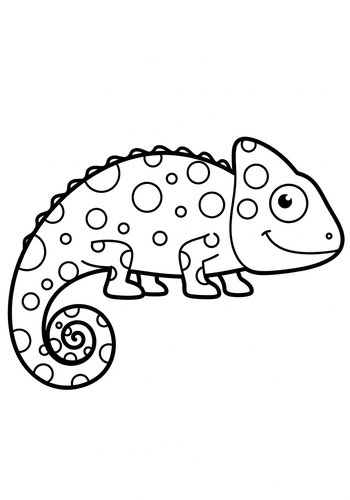 Cute Chameleon Coloring Page For Kids
