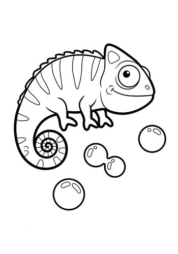 Cute Chameleon Coloring Page For Kids