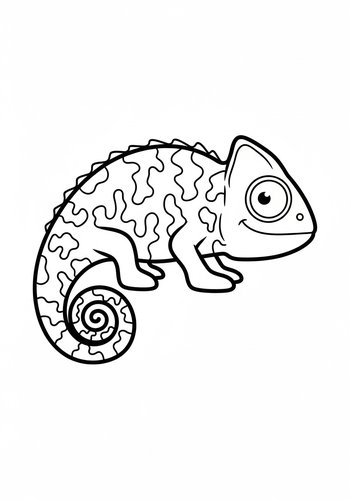 Cute Chameleon Coloring Page For Kids