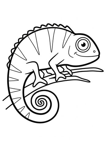 Cute Chameleon Coloring Page For Kids