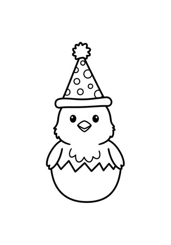 Cute Chick Birthday Coloring Page