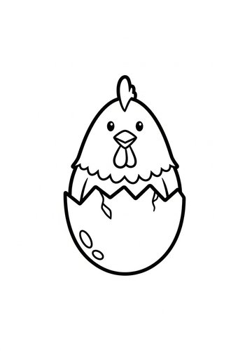 Cute Chick Hatching Coloring Page