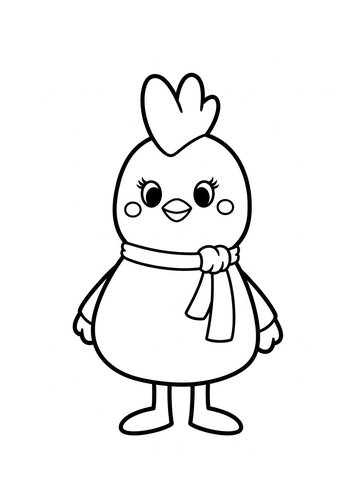 Cute Chick With Scarf Coloring Page