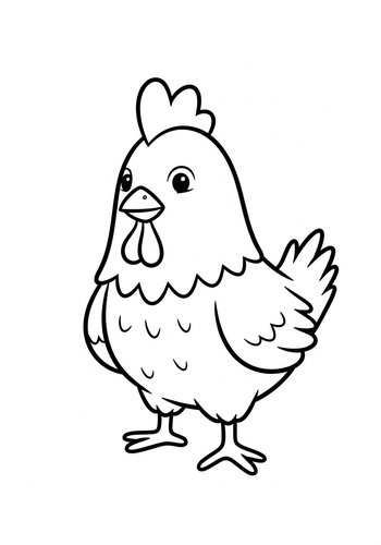 Cute Chicken Coloring Page: Farm Fun