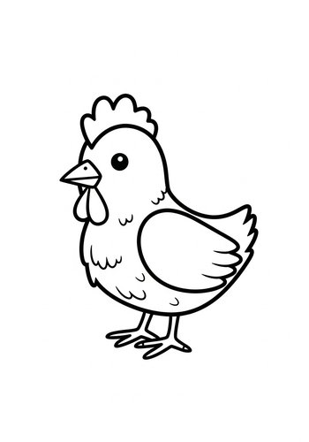 Cute Chicken Coloring Page: Farm Fun