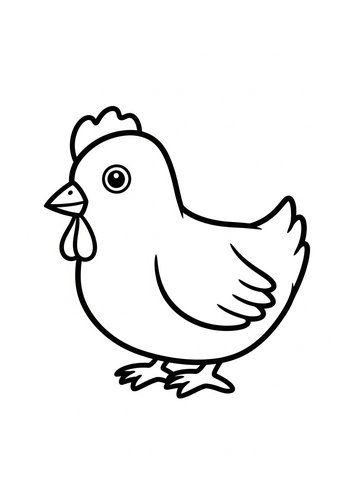 Cute Chicken Coloring Page For Kids