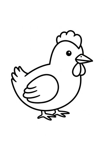 Cute Chicken Coloring Page For Kids