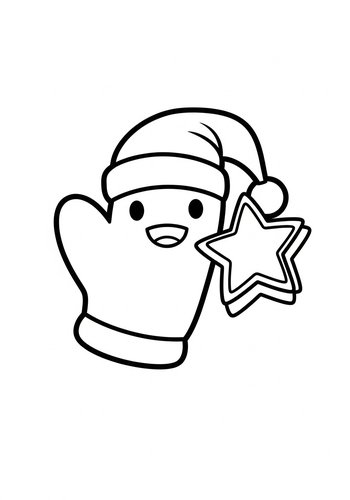Cute Christmas Mitten Coloring Page