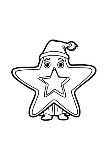 Cute Christmas Star Character Coloring Page