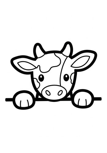 Cute Cow Coloring Page For Kids