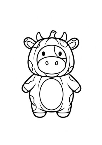 Cute Cow Costume Coloring Page