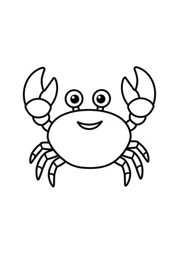 Cute Crab Coloring Page For Kids
