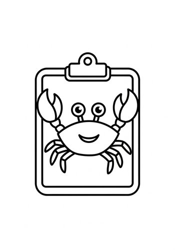 Cute Crab On Clipboard Coloring Page