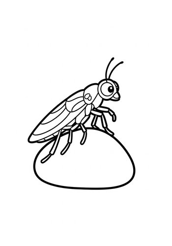 Cute Cricket Coloring Page For Kids