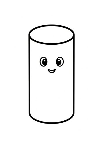 Cute Cylinder Coloring Page For Kids
