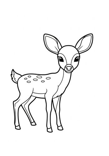 Cute Deer Coloring Page For Kids
