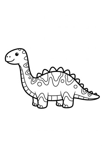 Cute Dinosaur Coloring Page For Kids