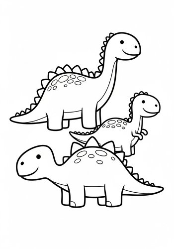 Coloring Page: Cute Dinosaurs Coloring Page Fun