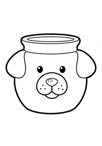 Cute Dog Pot Coloring Page For Kids